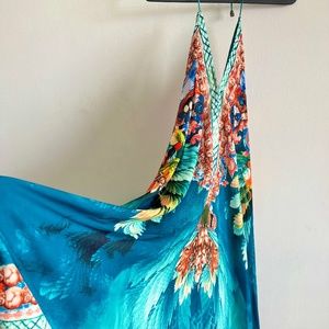Long dress women small / medium green - turquoise colorful